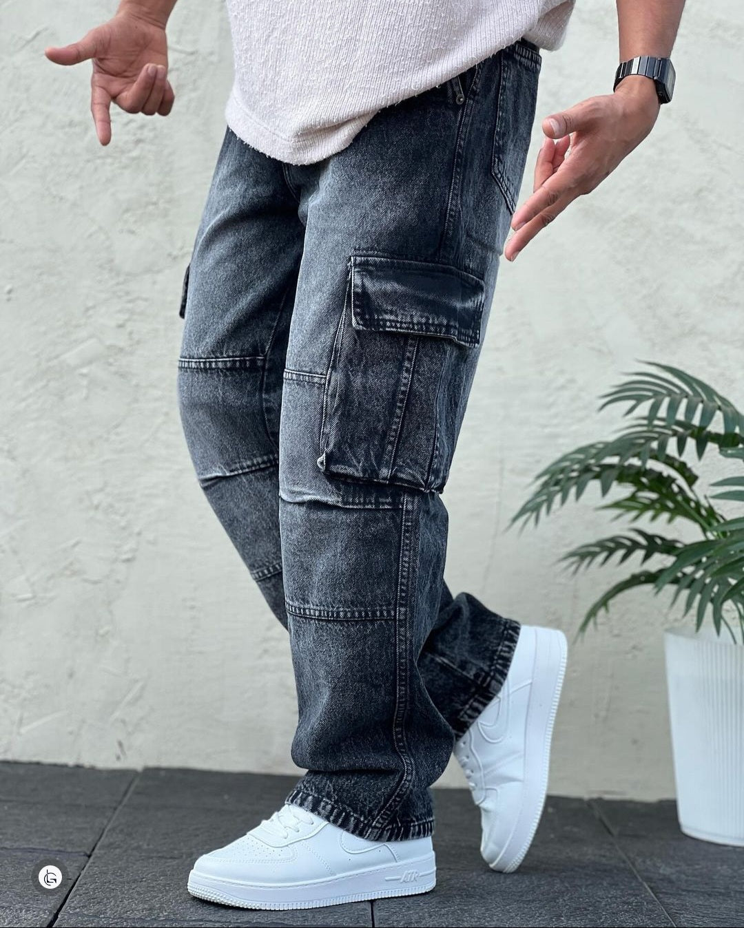 Denim Cargo Jeans