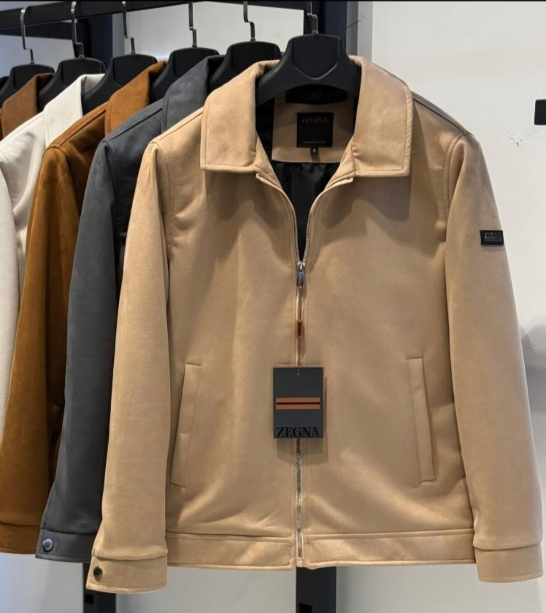 A. Zegna Suede Harrington Jacket.